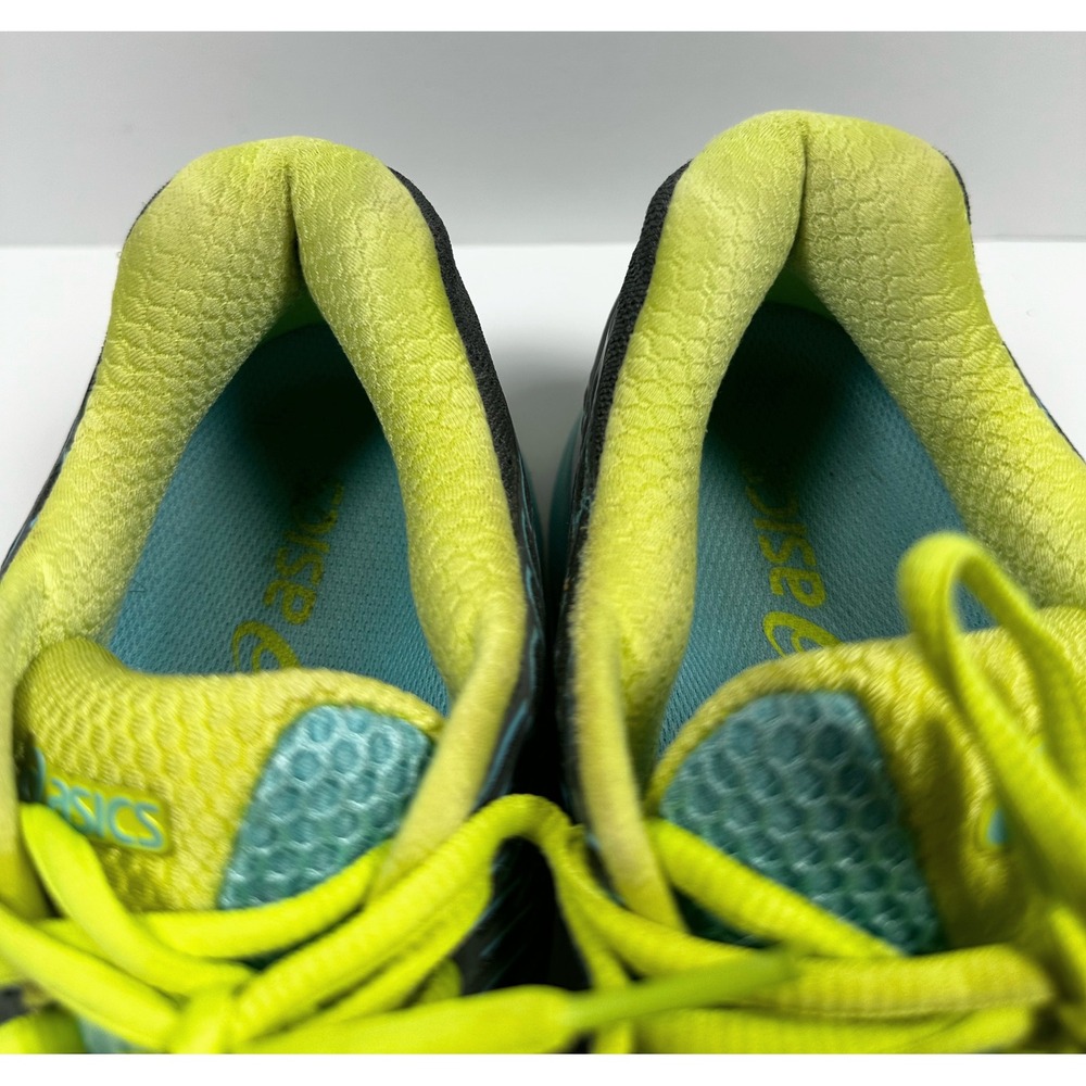 Asics Gel-Nimbus 18 Womens Running Shoes Gray Neon Green/Yellow Blue T650N Sz 9 - Picture 12 of 16